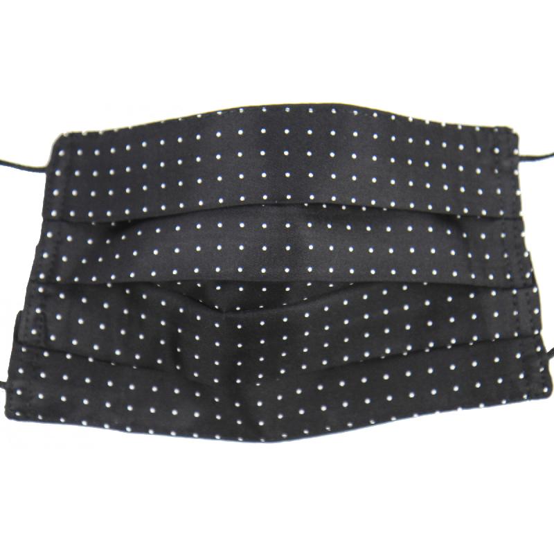 Masque lavable en soie imprimée mini pois - doublé coton - noir et blanc - référence 30203.01.1_2
