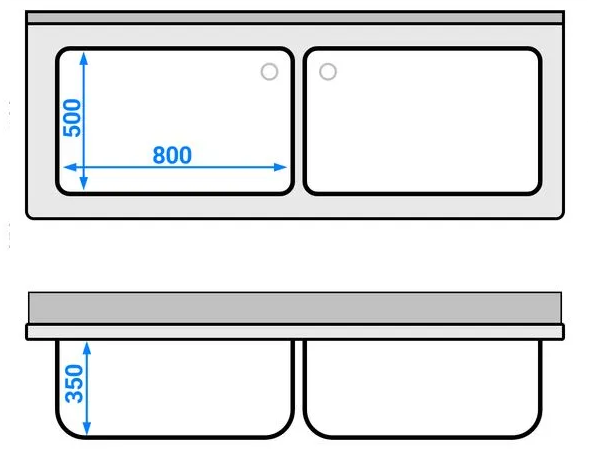 Plonge batterie 180x70cm sur meuble 2 cuves_2