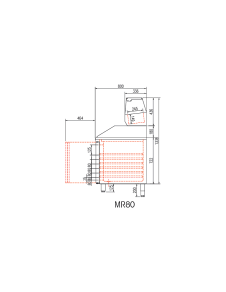 Meuble à pizza 2 portes 400x600 avec kit réfrigéré - MR80-150P/EI150-1/3 - Dessus granit et dosseret inox_3