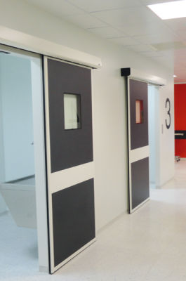 Porte automatique hygiénique pour laboratoires