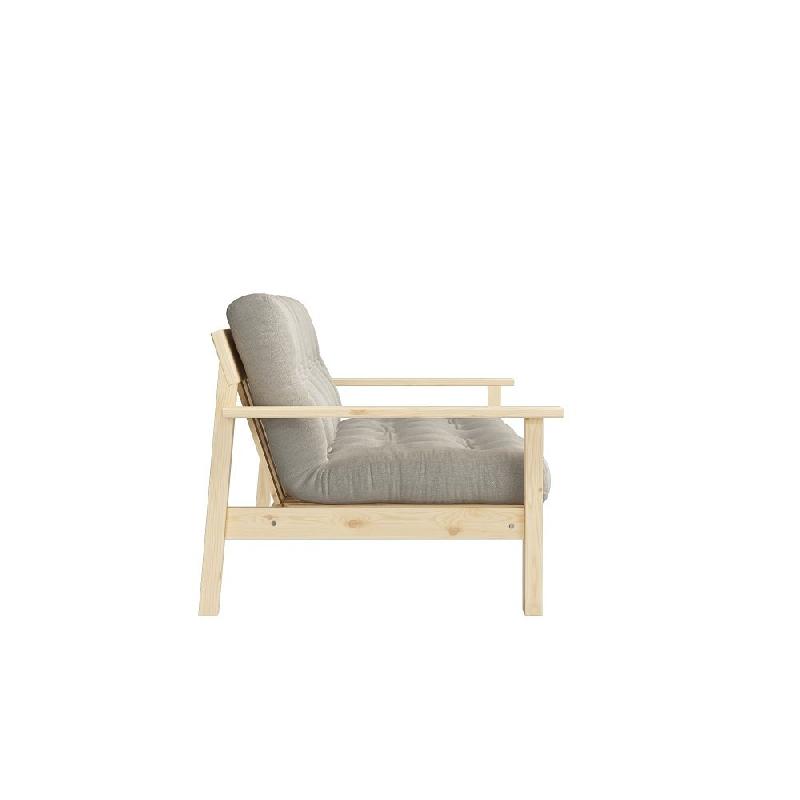 Canapé convertible futon UNWIND en pin naturel - Coloris lin - Couchage 130 x 190 cm - Style scandinave_2