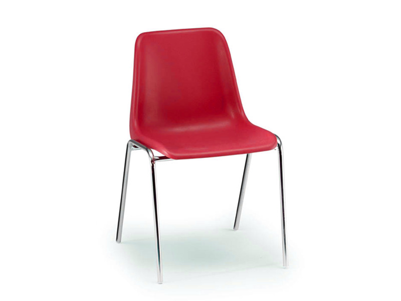 Chaise de collectivité Akar - plastique, structure en acier chromé, rouge ou bleu_2