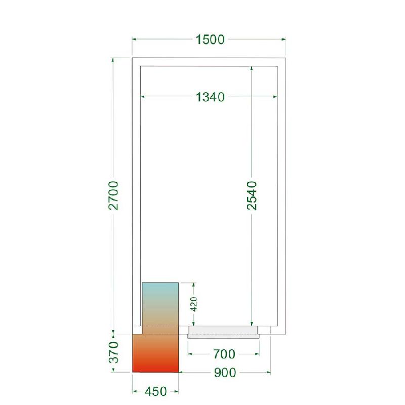 Chambre froide positive 6,94 m3 (1500 x 2700 x 2200 m) avec monobloc de paroi_2