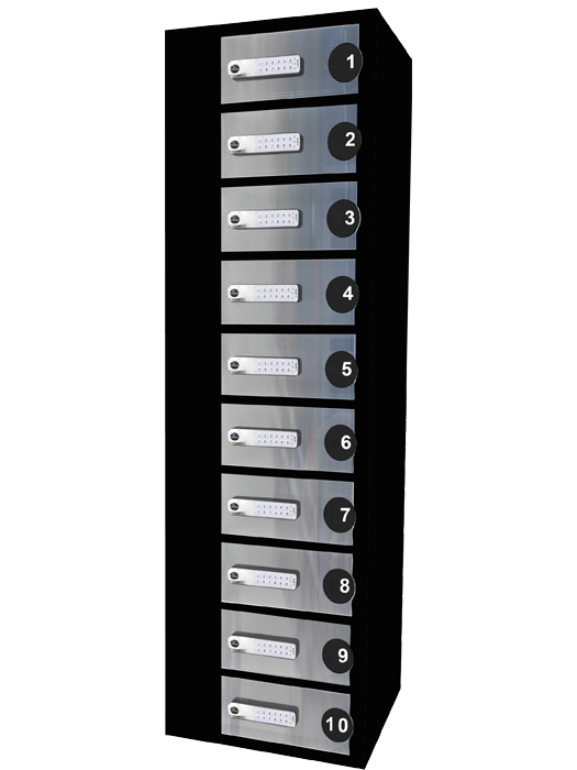 Station de charge multi-appareils Classic Wall Lite - 10 casiers sécurisés avec câbles trident et prises électriques_3