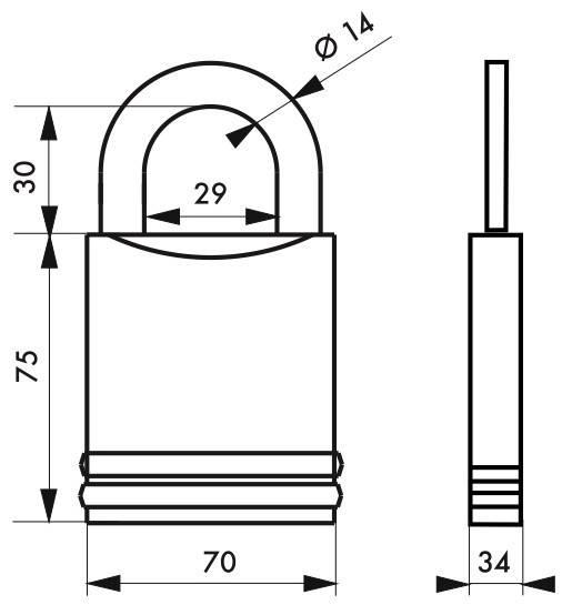 Cadenas à clé 740 sans cylindre - Acier cémenté, anse molybdène, traitement anticorrosion PVD - Haute sûreté chantier_2