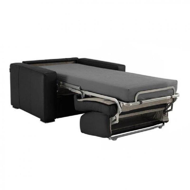 Fauteuil convertible express Cube - Couchage 75x197x16cm - Cuir vachette blanc cassé - Matelas Excellence Literie_2