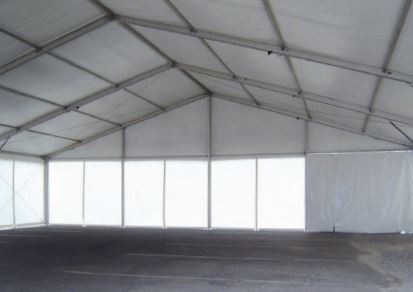 Tente de stockage fermée - structure fixe en aluminium - couverture unie - ancrage au sol avec platine - dimensions 20x25x4 m_2