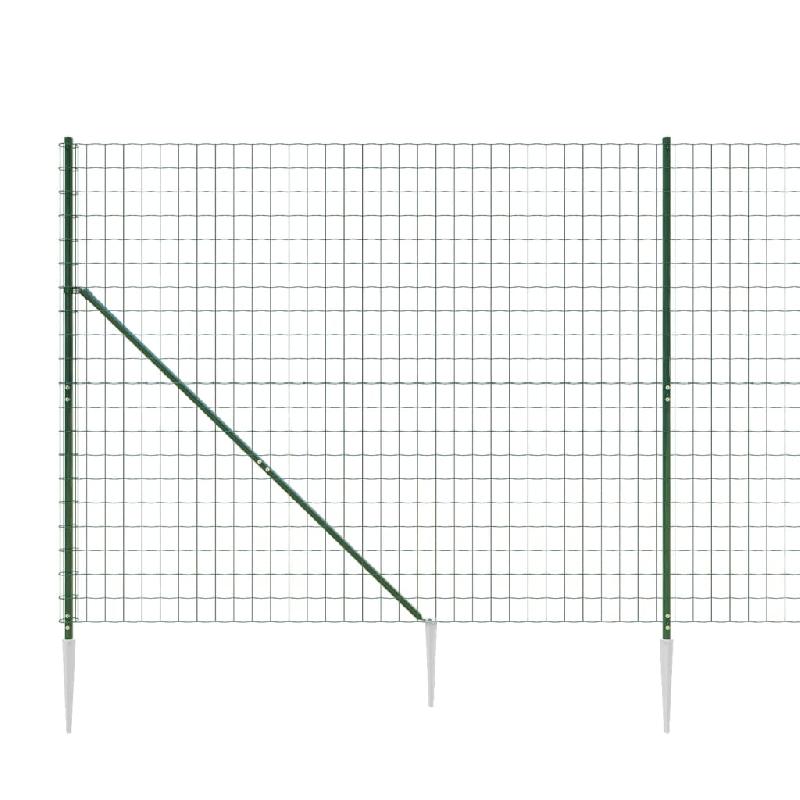 Vidaxl clôture en treillis métallique et piquet d'ancrage vert 1,4x10m 154115_2