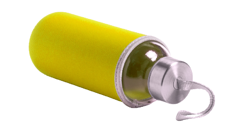 Gourde de sport en verre - 420 ml - Néoprène rouge avec dragonne_2