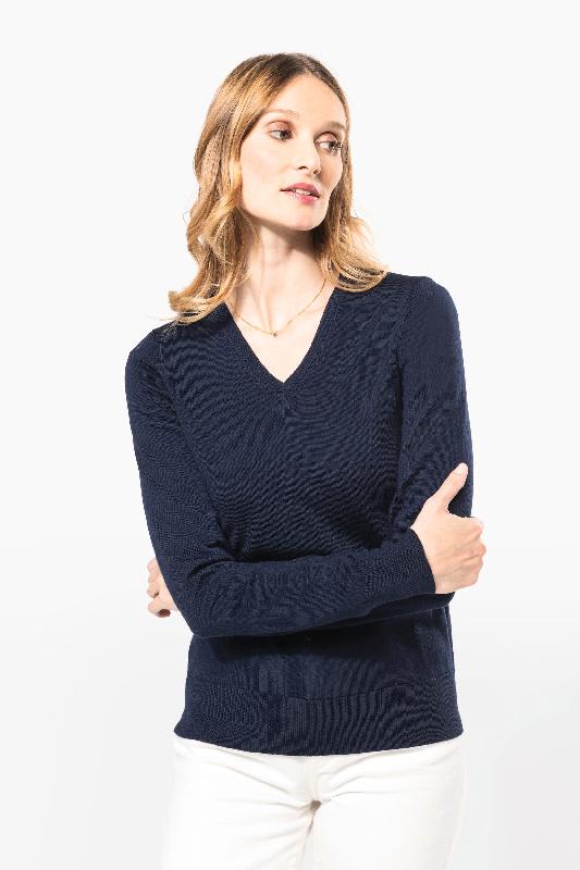 Pull Mérinos col V femme - Kariban Premium - 100% laine mérinos extra-fine - Réf: PK911_2