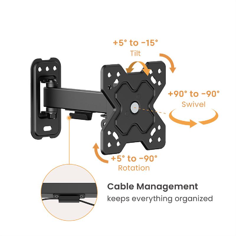 ROLINE Bras TV mural pivotant, 2 axes, 13-32 pouces, jusqu'à 20 kg_2