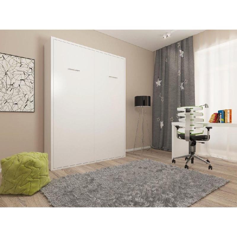 Armoire lit escamotable ultra plate SMART-V2 - Blanc mat - Couchage quotidien 140x200 cm_2