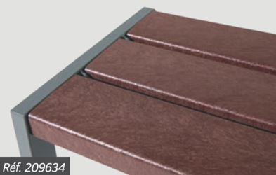 Banquette simple et écologique Silaos - 3 versions : acier et bois, tout acier, ou plastique recyclé - 2 longueurs disponibles_2