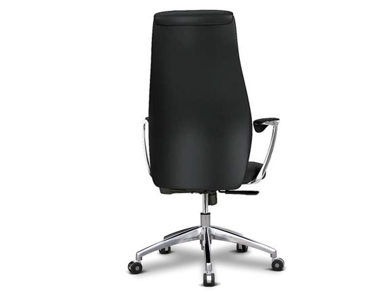 Fauteuil de direction Koraz - cuir noir - mécanisme synchrone blocable - piètement aluminium poli_2