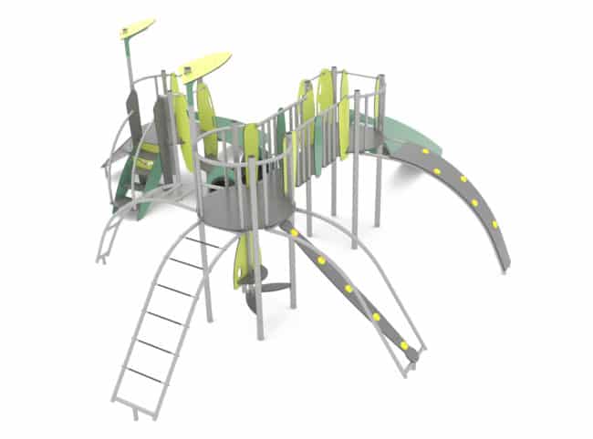 Structure multi-activités métallique Stellar Les Grenadines - LD1EK0171 - Ludoparc - 3 tours - Inox - Pour 35 enfants_2