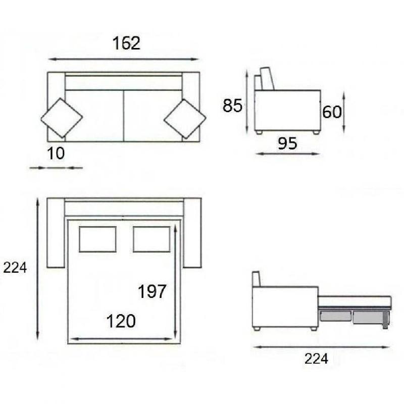 Canapé convertible express Dandy - Matelas 120 cm comfort Bultex® - Mono assise capitonnée - Tweed bleu azur_2
