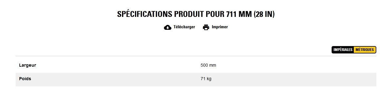 Godet d'excavation-mini-pelle - caterpillar finance france - 711 mm (28 in) - poids 71 kg_2