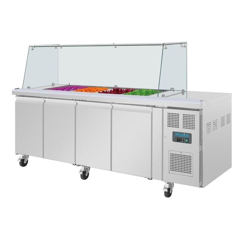 Comptoir à salade GN avec pare-haleine carré Série U 4 portes UA019 Polar_2