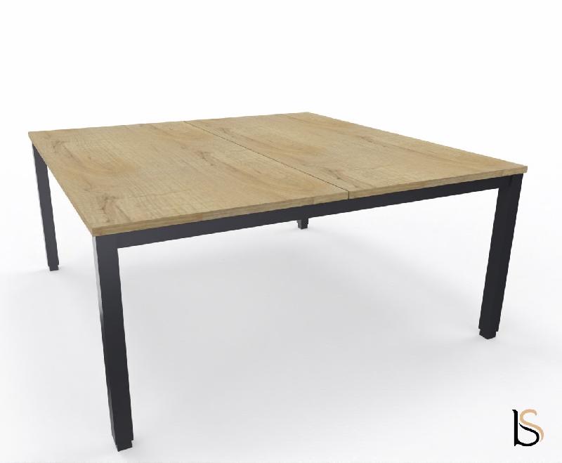 Bureau 2 personnes Tempo avec passe-câbles  - Mobel Linea - 160, Anthracite, Chêne veiné_3