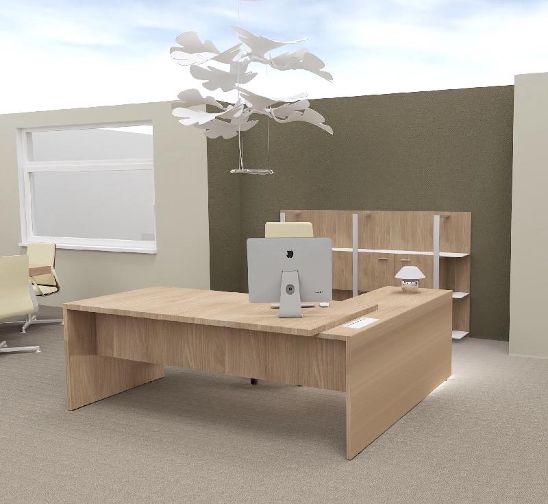Bureau avec retour T45 finition bois- Quadrifoglio. - 220, Orme, Gauche_3