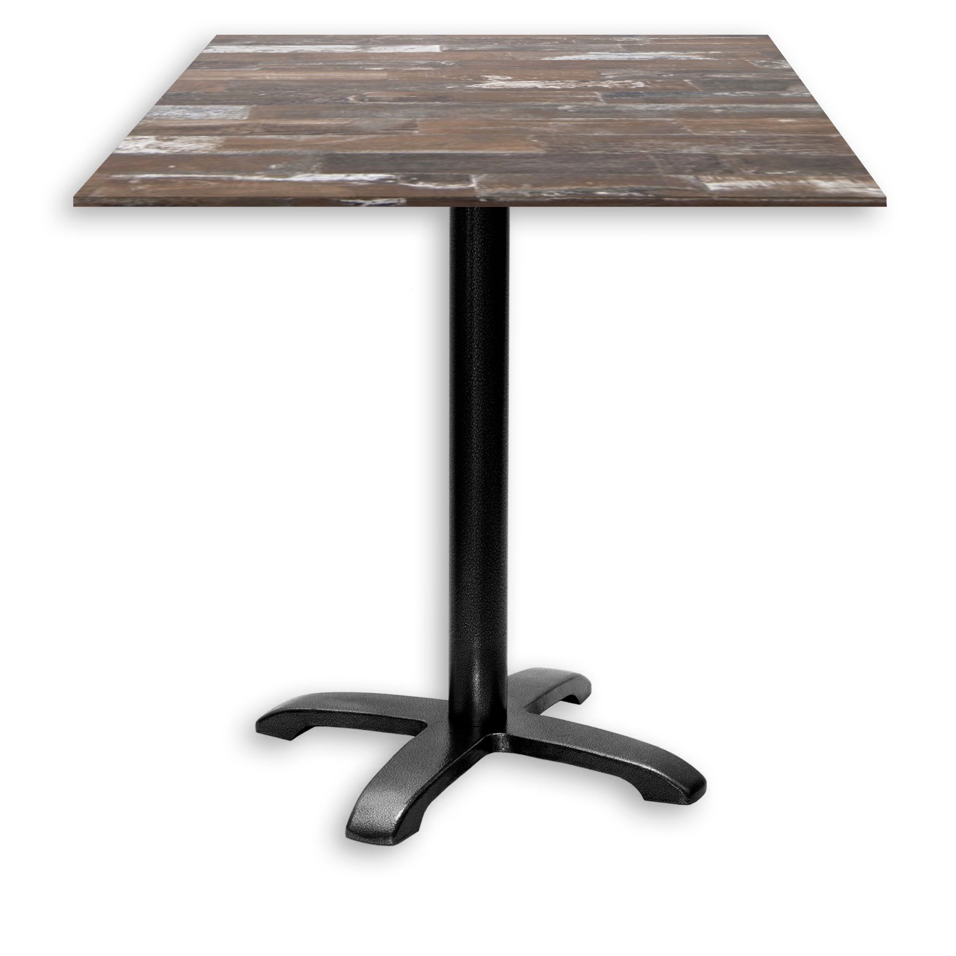 Table de restaurant Bazila - bois avec piétement noir en fonte - plateaux carrés ou ronds sur mesure_2