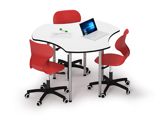 Table d'école Trisix - Structure métallique et finition blanche - Pieds réglables_2