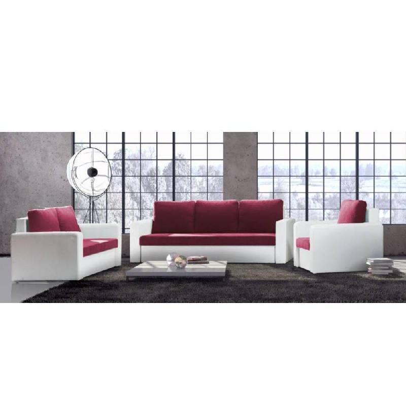 Canapé fixe ALTUS 2 places bi-matière prune et blanc - design moderne et confortable_2