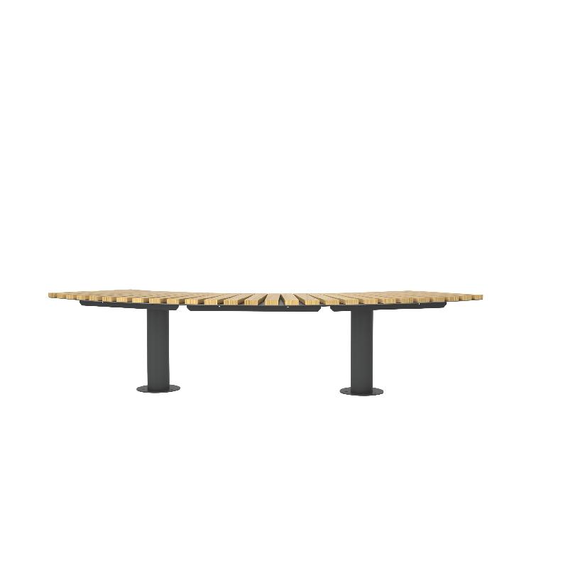 Banquette Madrid Serpentine L2040 mm en Robinier et pieds fonte_2