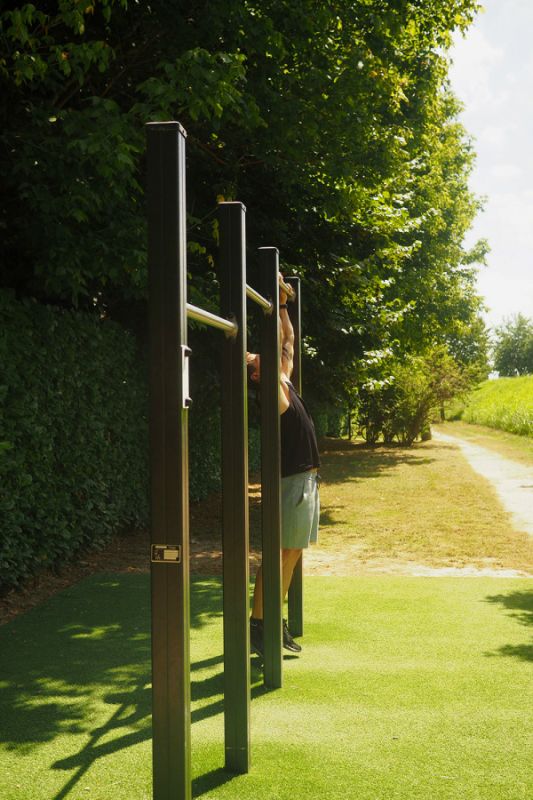 Barre fixe double Senior - Parcours de santé métal - Proludic - 2,30 m de largeur - JPS19-S-M_2