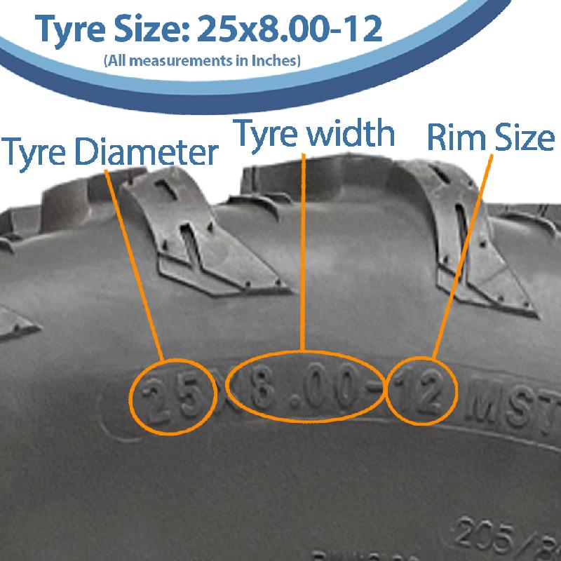 25x8.00-12 Pneus ATV 205/80-12 4ply P3080 OBOR Pinacle 61K Road Legal (Set of 3)_2