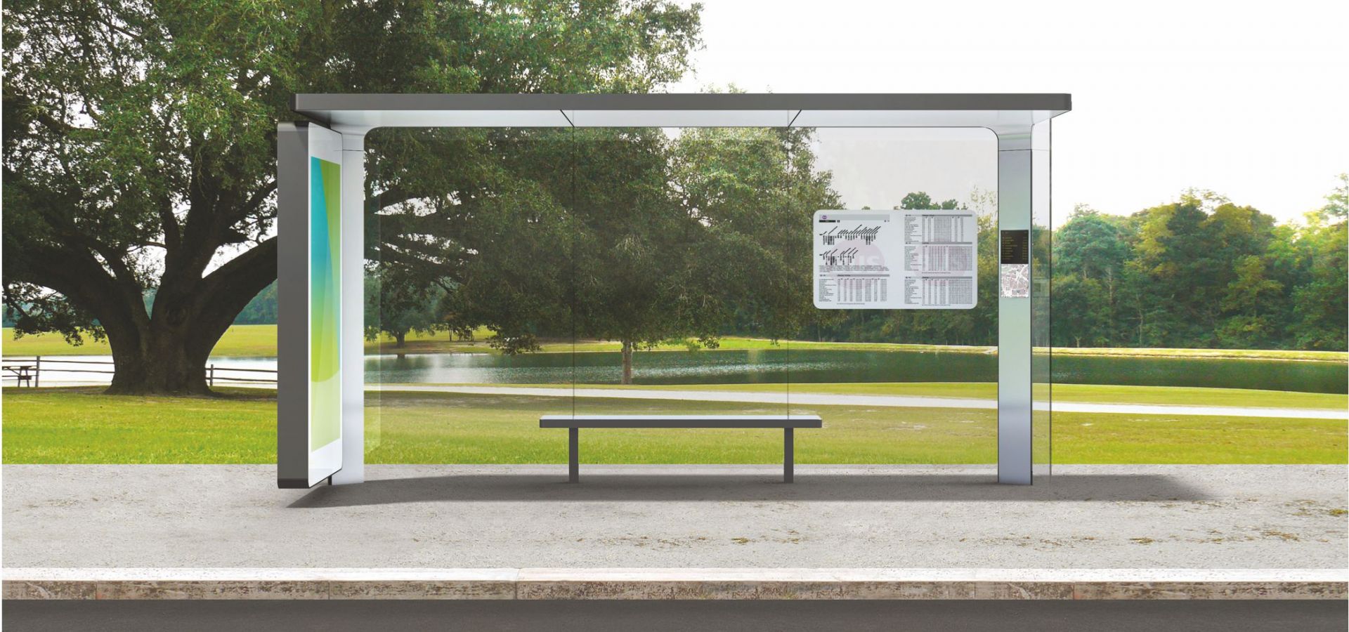 Abri bus smart city / structure en acier / bardage en verre sécurit / avec banquette / 437 x 174 cm_2