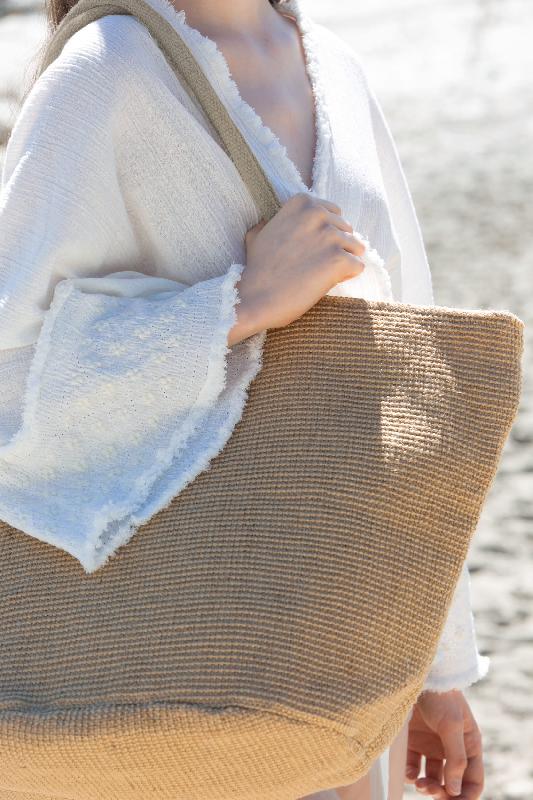 Sac shopping en fils de jute tressée - effet toile tricotée - Réf: KI0257 - Marque: Kimood_2