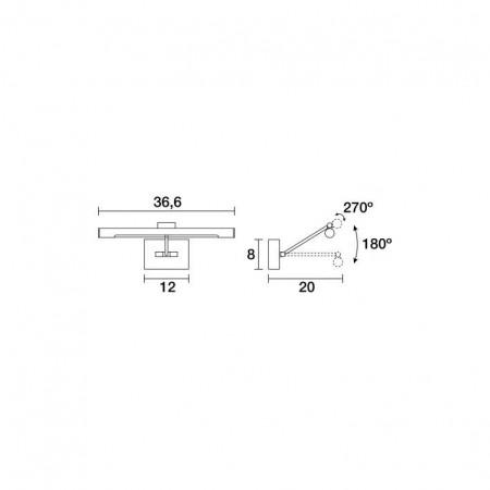 Applique de tableau TABEL - LED 6W - coloris argenté en métal - largeur 366 mm - inclinable_2