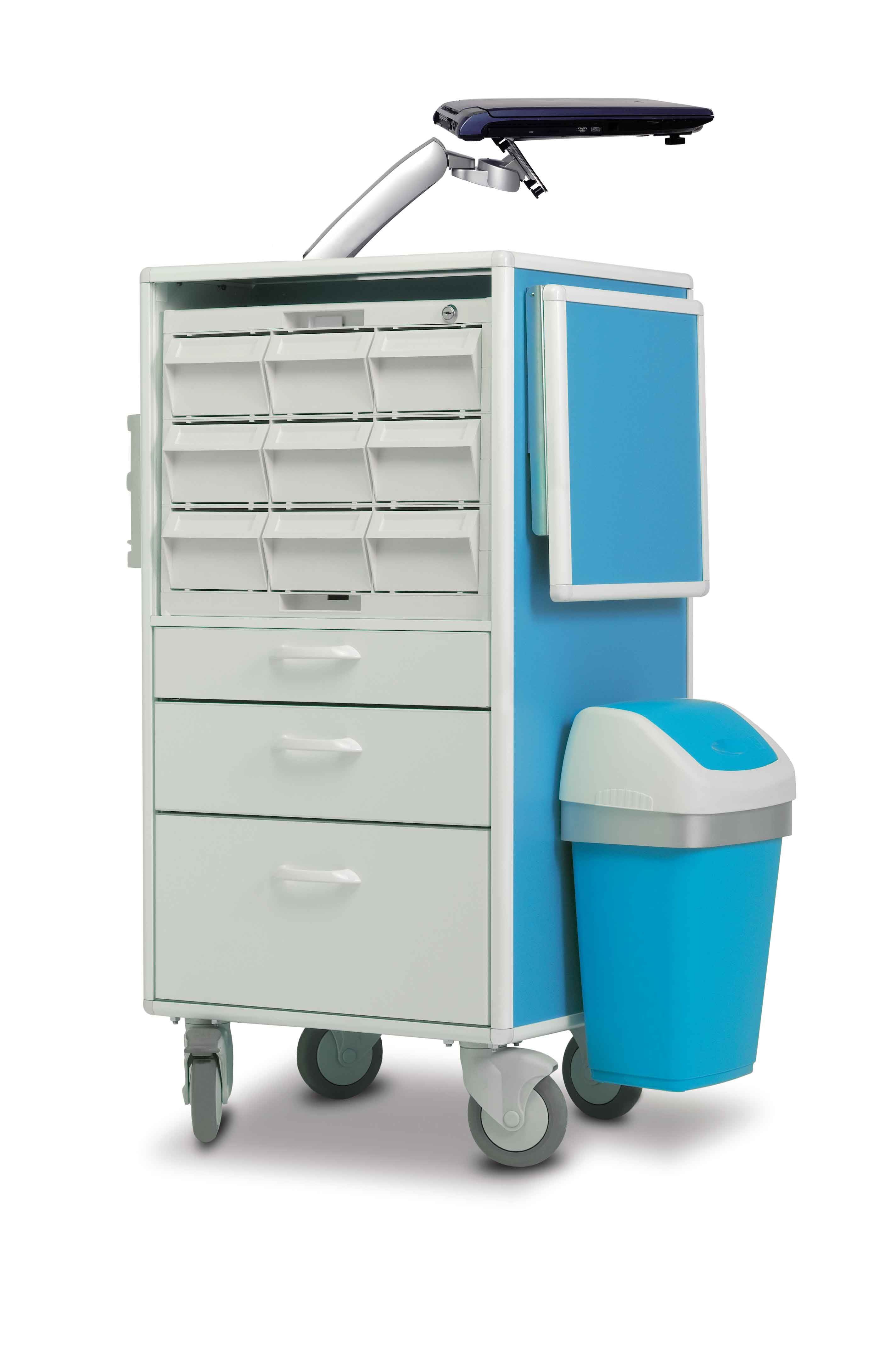 Carrydose CROM - Chariot informatique à structure en aluminium laqué - Support clavier amovible et options modulables_2