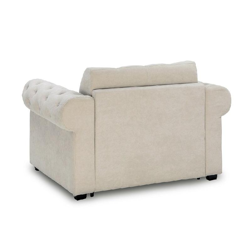 Fauteuil Chesterfield convertible express - couchage 70 cm - matelas 16 cm - microfibre écru_2