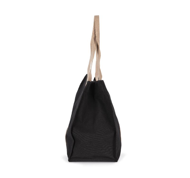 Grand sac shopping à soufflet recyclé - Kimood - Réf: KI5201 - Poche zippée et anses contrastées_2