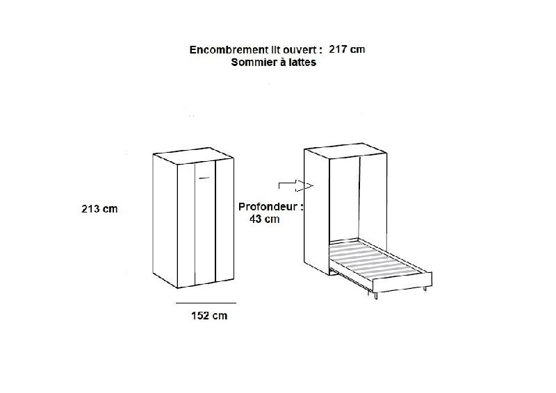 Lit escamotable VANIER blanc mat - Couchage quotidien 140 x 200 cm - Faible profondeur et gain de place_2