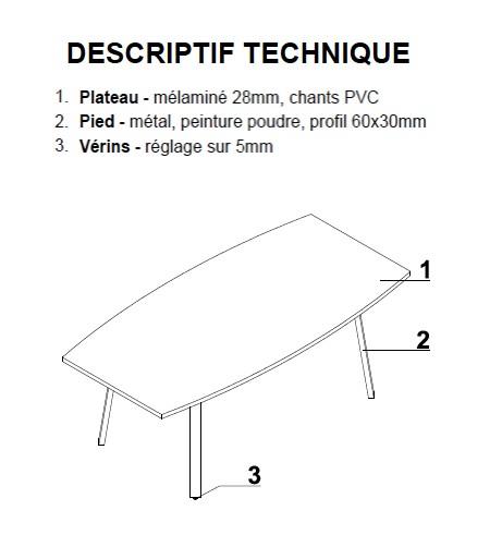 Table de réunion forme tonneau Ogi - MDD. - Blanc 9010, 200, Blanc_2