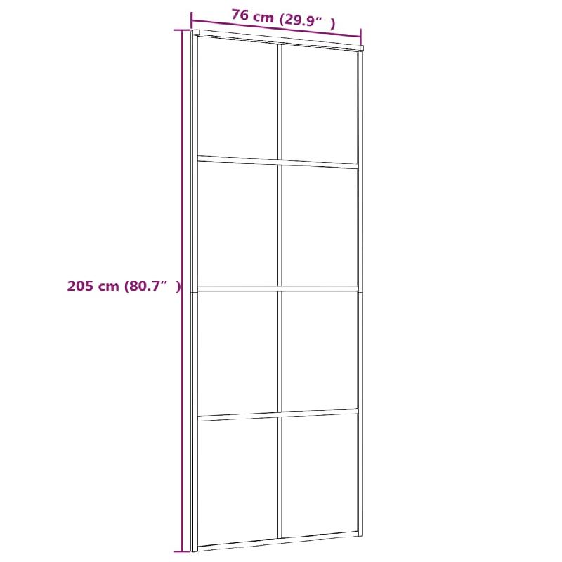 Vidaxl porte coulissante aluminium et verre esg 76x205 cm noir 288064_2