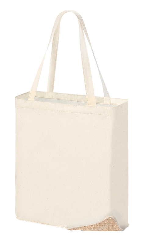 Tote bag pliable - 100% coton et jute - pratique avec poche zippée_2