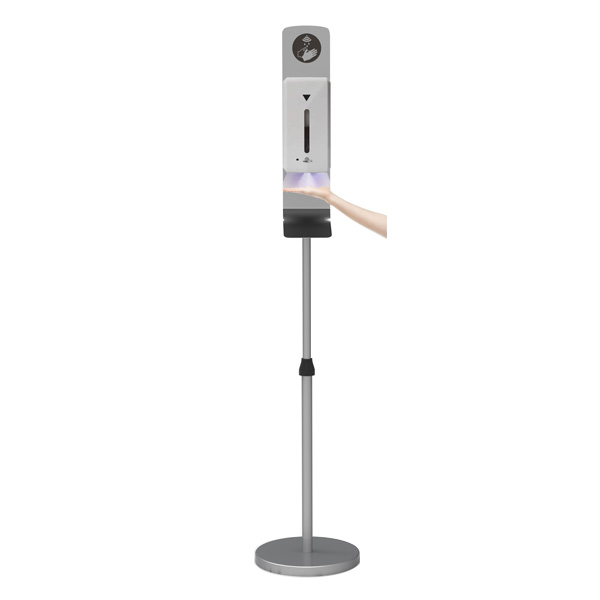 Distributeur Auto Gel sur Pied Télescopique Gris H 157 cm Réf : 490782_2