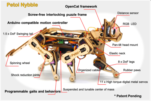 KIT ROBOT CHAT MIGNON OPEN SOURCE NYBBLE KITTEN PETOI OPENCAT À MONTER ET À PROGRAMMER_2