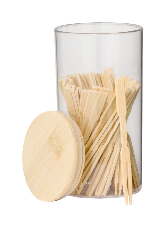 Set de 50 pique-assiettes en bambou - bocal en verre avec couvercle en bambou - couleur naturelle_2