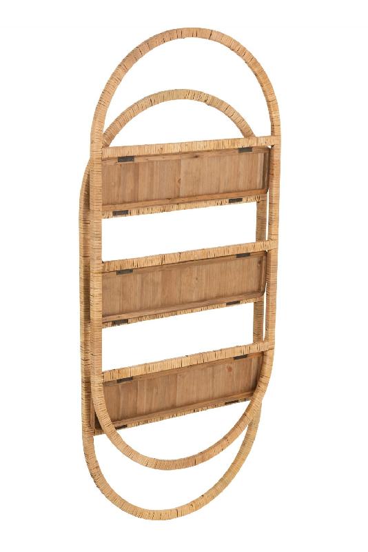 Étagère murale ovale 3 planches pliables - Rabo en rotin naturel pour intérieur nature_2