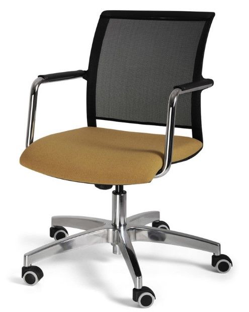 Passo - Chaise de bureau ergonomique - Sitis - Base en acier et polyester - Dossier résille noire - Piètement aluminium poli_2