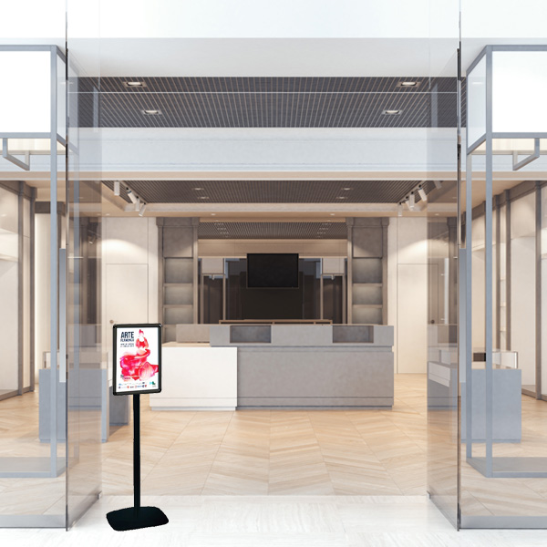 Porte-affiche vertical Cadro-Clic® A4 double-face - pied 133 cm noir - Réf : 214026NR_2