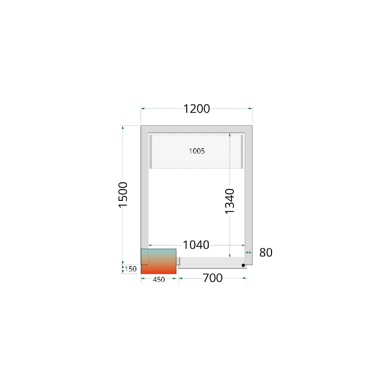 Chambre froide positive CRPF1215 Blanc 1200 x 1500 x 2200 mm TEFCOLD_2