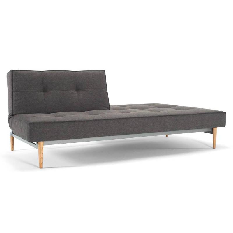 Innovation Living - Canapé-lit Splitback Styletto avec pieds en chêne naturel - Convertible 115x210 cm - Tissu Flashtex Dark Grey_2