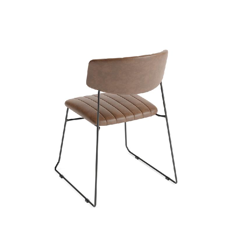 Mundo - Chaise empilable en simili cuir cognac_2