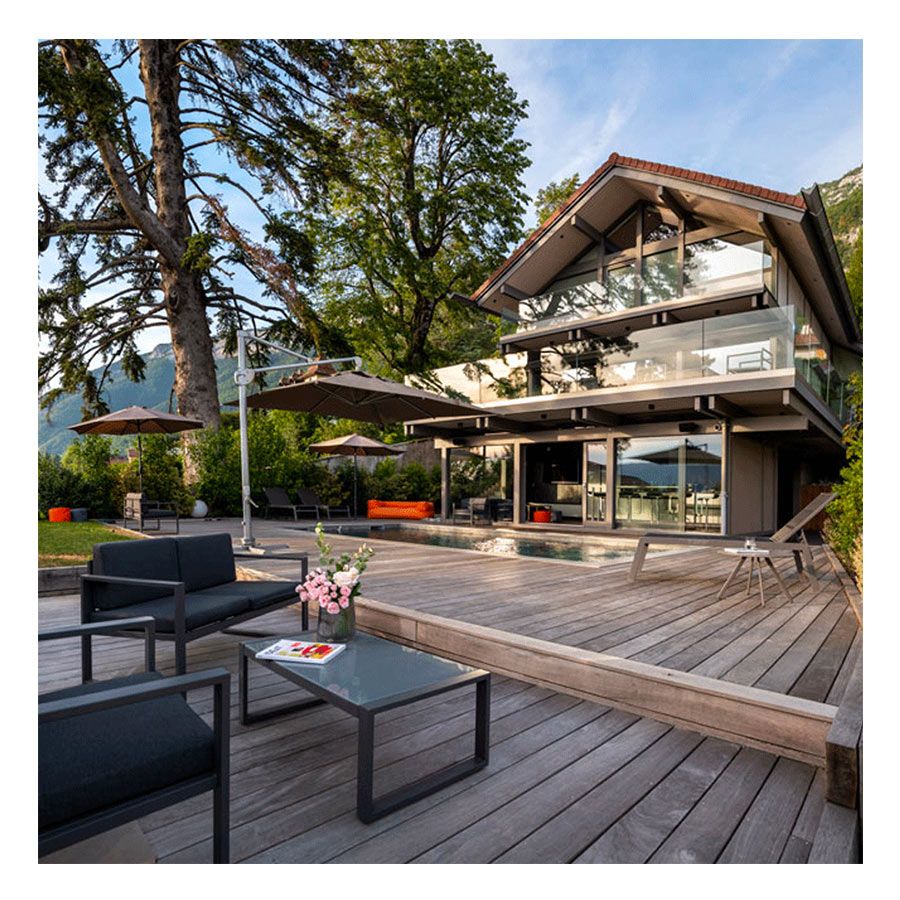 Profil de garde-corps en aluminium avec finition effet inox brossé